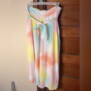 Pastel Rainbow Gaucho Style Tie Waist Pants